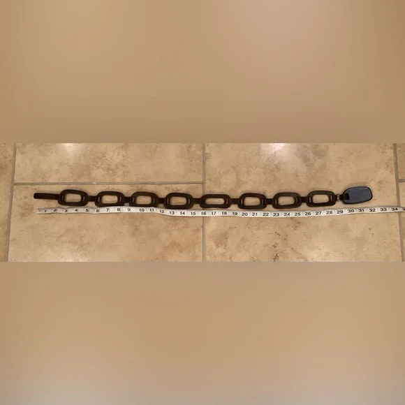 S/S 1997 Gucci by Tom Ford Wood Leather Chain Link Cutout Belt - Picture 5 of 5